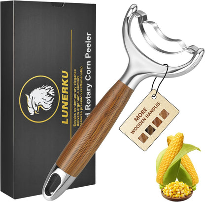 Stainless Steel Corn Peeler, Durable Corn on the Cob Stripper Tool with Solid Wood Good Grip Handle for Salad Polenta Pizza Popcorn Cooking Gifts for Woman Her Mom Birthday (Merbau)