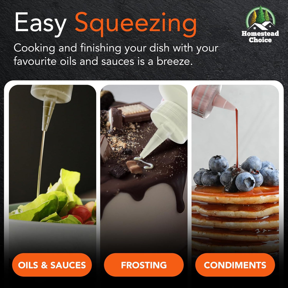 Plastic Squeeze Bottles for Sauces - 16oz Condiment Squeeze Bottles