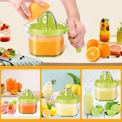 Lemon Squeezer 4-in-1 Lemon Hand Juicer - Manual Orange Juicer Multifunctional Lemons Lime Squeezer, Citrus Juicers Press Fruit with Detachable Comfortable Handle, 16.9oz Capacity (ORANGE)