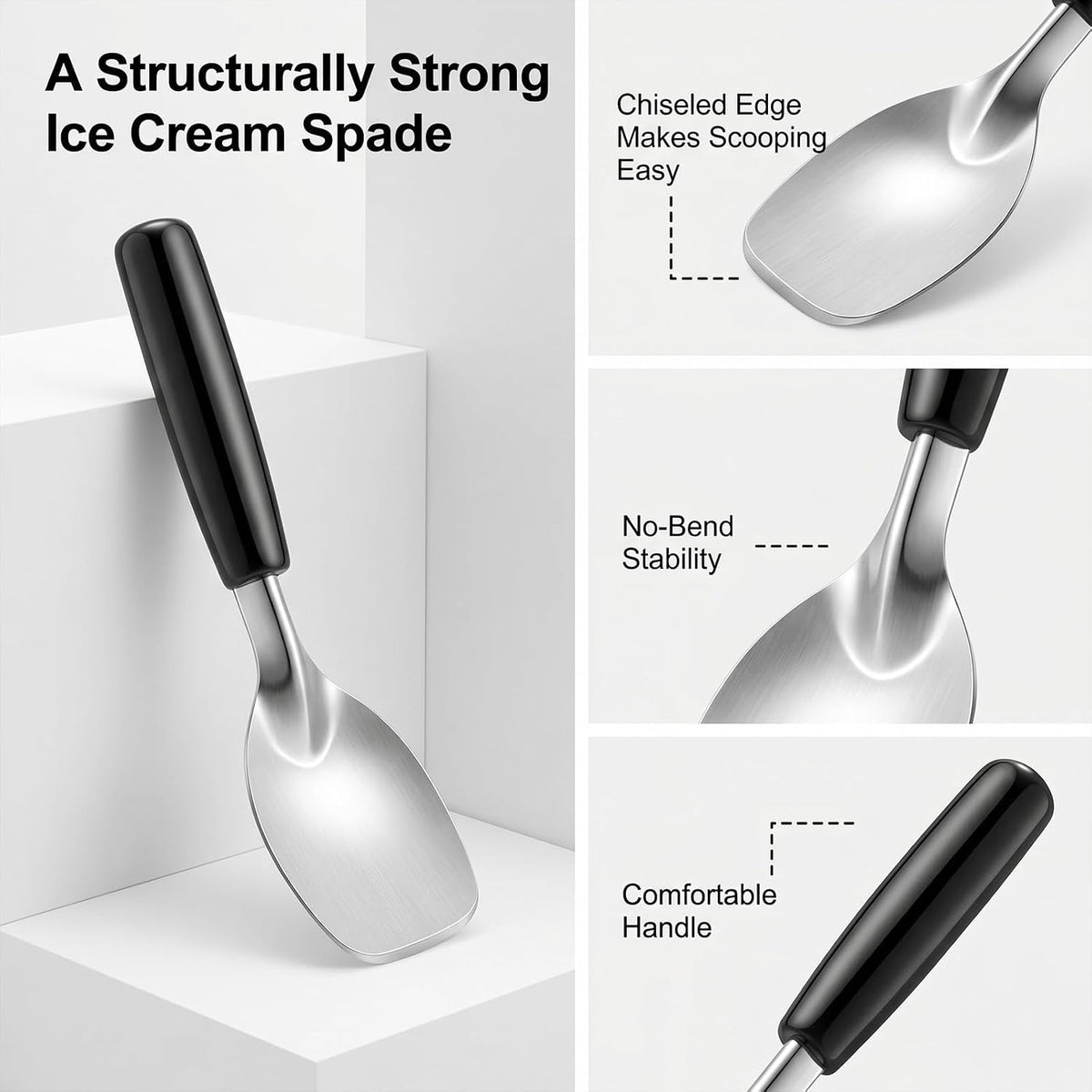 4 Pack Ice Cream Spade Heavy Duty - Stainless Steel Flat Ice Cream Scoop, Scooper for Hard or Creamy Dessert Spade Butter Cutter