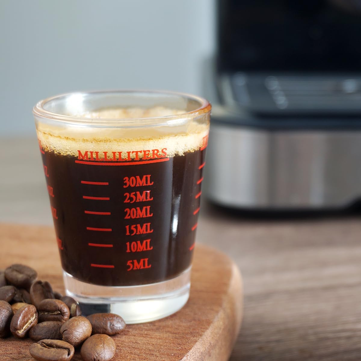 Shot Glasses Measuring cup Liquid Heavy Base Wine Glass Espresso Shot Glass 26-Incremental Measurement 1oz, 6 Tsp, 2 Tbs, 30ml Black and Red