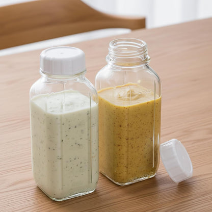 2-Pack Glass Salad Dressing Shaker Bottles, 16 oz Each, Leakproof Dressing Dispensers with Silicone Pour Spouts for Oil, Vinegar, Sauces, Marinades and Meal Prep