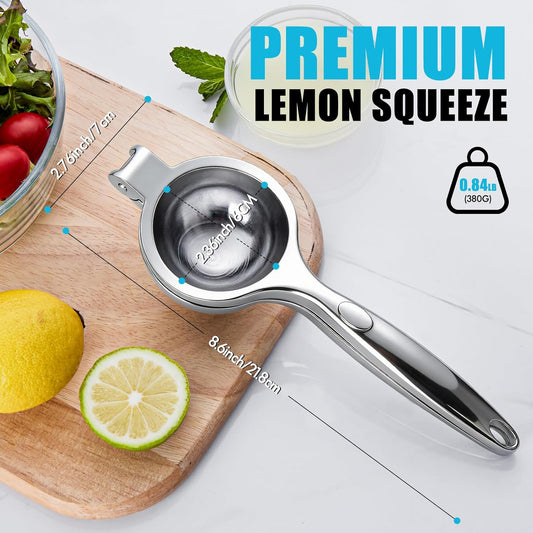 Lemon Juicer Squeezer Manual, Handheld Metal Lemon Lime Squeezer Dishwasher Safe, Heavy Duty Lemon Press Solid Metal is Suitable for Lemon, Lime, and Citrus,Easy to Use and Clean - Silver