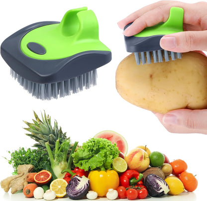 4 Pieces Vegetable Brush Potato Scrubber Brush Silicone Hard and Soft Side Fruit Cleaning Tools for Delicate or Tough-Skinned Vegetables
