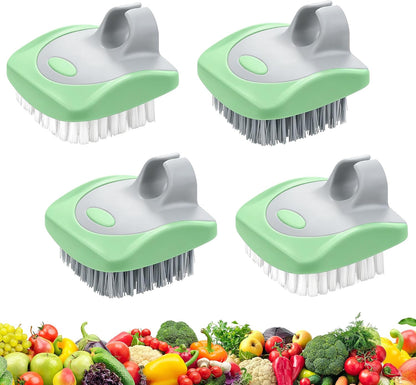 4 Pieces Vegetable Brush Potato Scrubber Brush Silicone Hard and Soft Side Fruit Cleaning Tools for Delicate or Tough-Skinned Vegetables