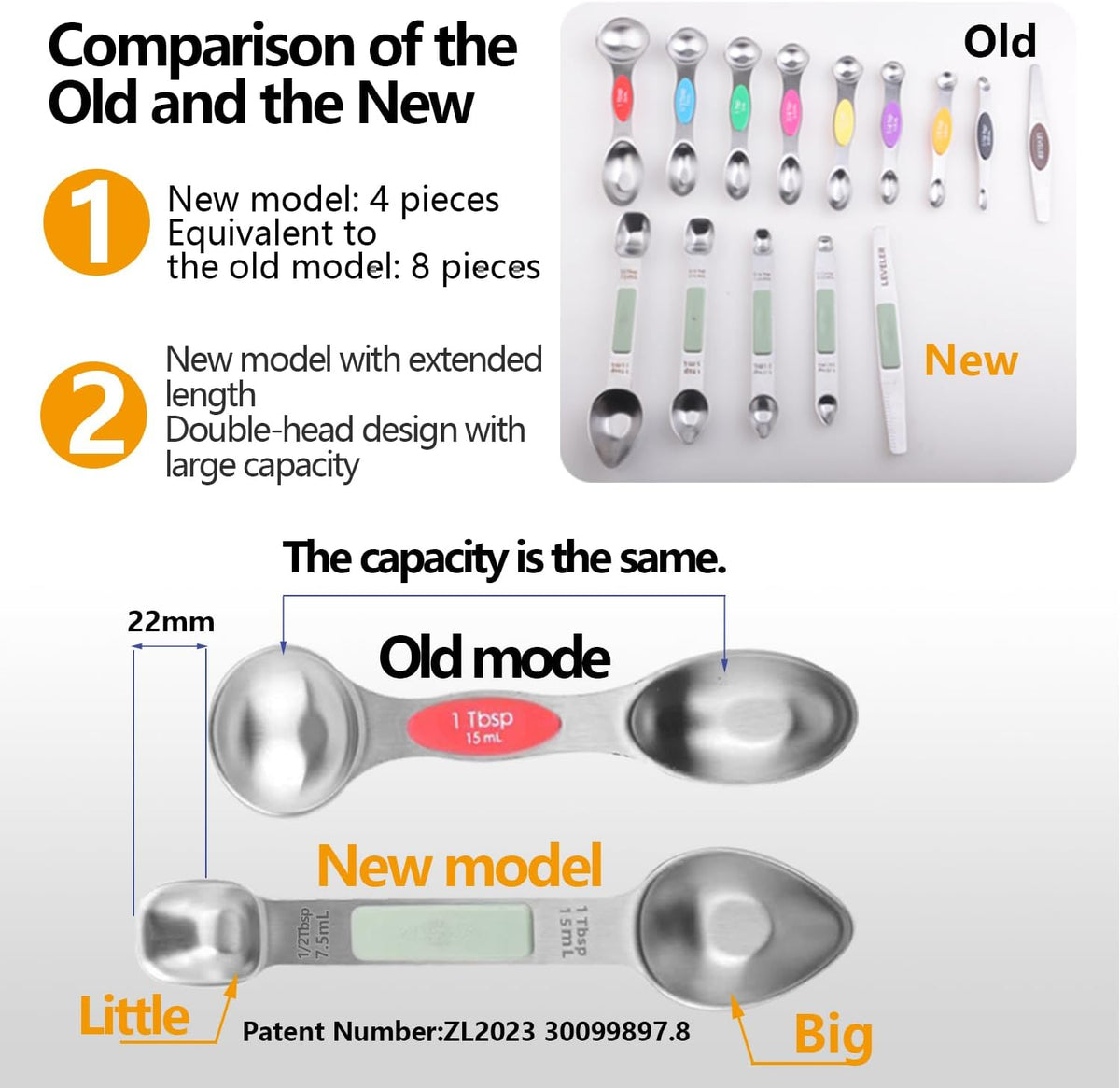 Stainless Steel Magnetic Measuring Spoons Set, Heavy Duty Metal Kitchen Gadgets for Baking & Cooking, Fits in Most Kitchen Spice Jars, Set of 4 with Leveler (Mint green)