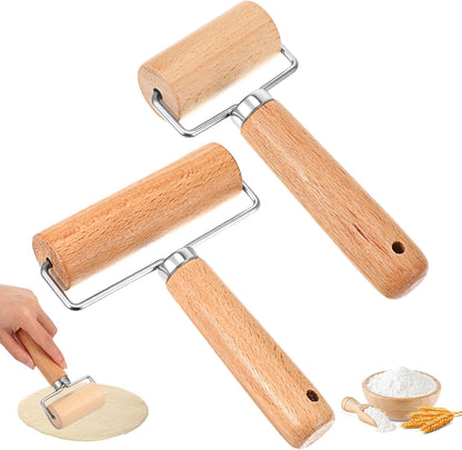 2 PCS Baking Pizza Dough Roller Baking Wooden Rolling Pins