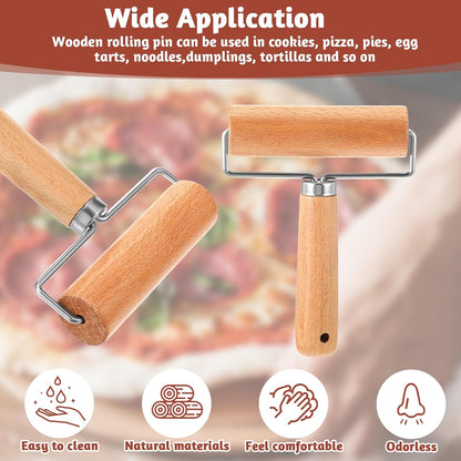 2 PCS Baking Pizza Dough Roller Baking Wooden Rolling Pins