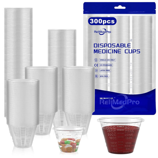 Disposable Medicine Cups, 300 Pack, 1 oz (30 ml), Graduated | Small plastic meds measuring cups, Ideal for liquid medication, paint, epoxy, resin, and pills.
