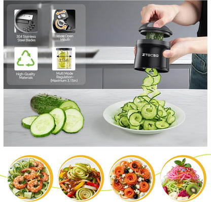 4 in 1 Vegetable Spiralizer Slicer for Veggie Noodles, Adjustable Thickness