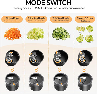 4 in 1 Vegetable Spiralizer Slicer for Veggie Noodles, Adjustable Thickness