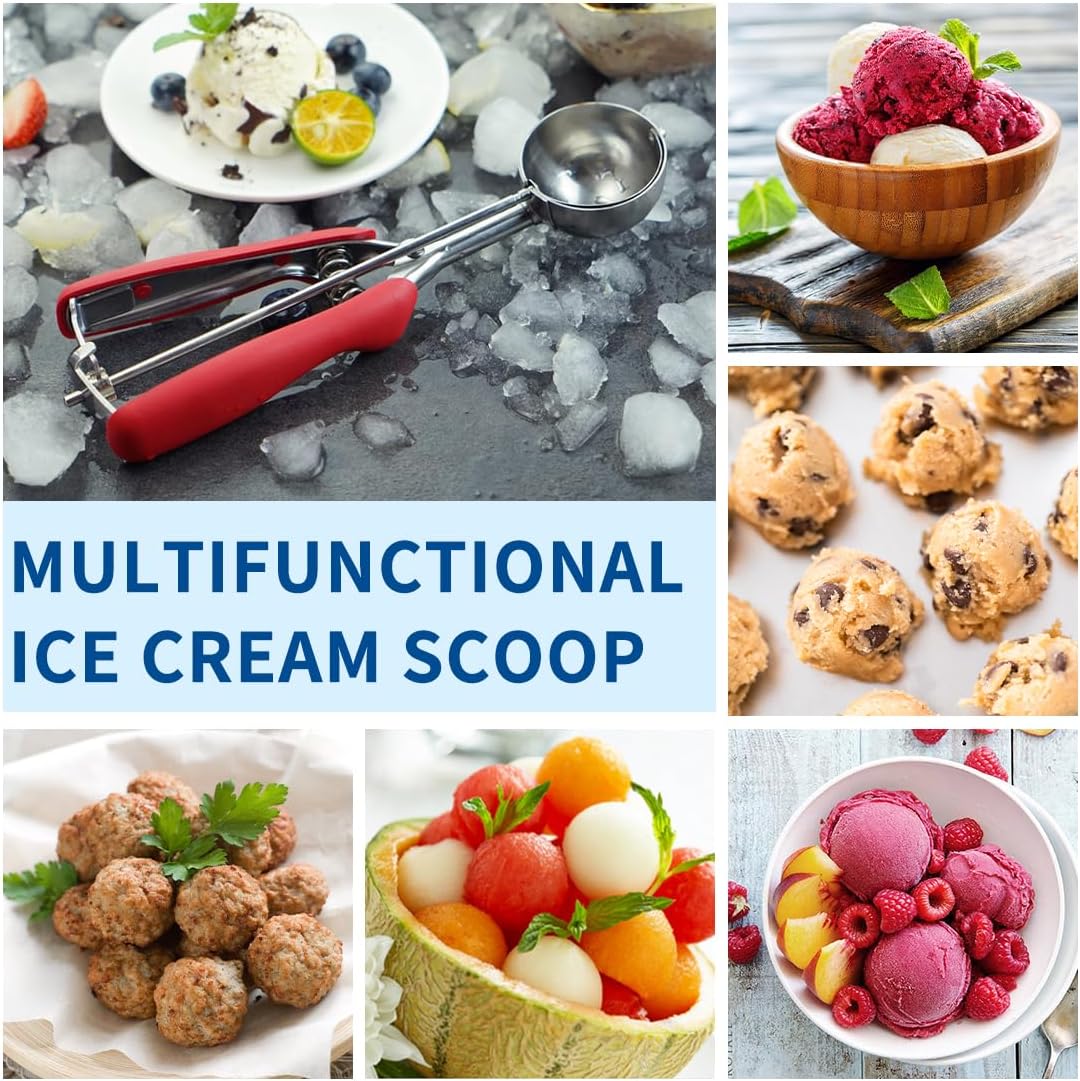 3PCS Stainless Steel Cookie Scoop Set, 1/2/3 Tbsp, Non-Slip Grip