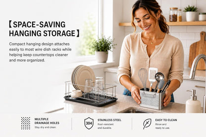 SUS 304 Silverware Basket for Dish Rack, Hanging Utensil Holder
