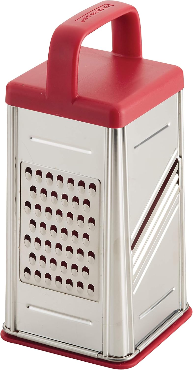 Rachael Ray Tools and Gadgets Stainless Steel Box Grater for Vegetables, Chocolate, Hard Cheeses, and more, Teal Blue