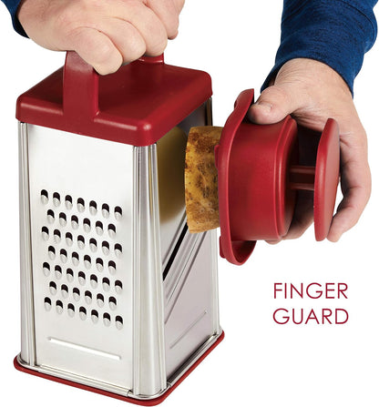 Rachael Ray Tools and Gadgets Stainless Steel Box Grater for Vegetables, Chocolate, Hard Cheeses, and more, Teal Blue