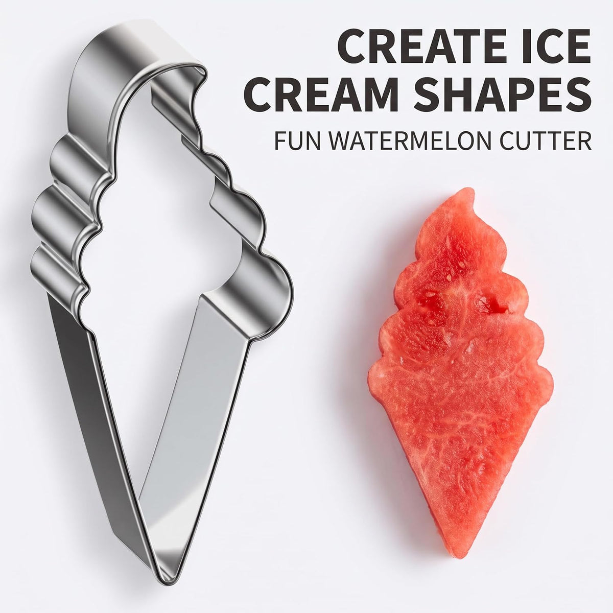 Silver Fruit Watermelon Cutting Molds,Creative Kitchen Gadgets, Stainless Steel Popsicle Cookie Cutter, Ice Cream Shape Watermelon Slicer,Watermelon Popsicle Mold, Melon Cutter Mould Melon Ballers