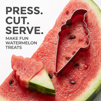 Silver Fruit Watermelon Cutting Molds,Creative Kitchen Gadgets, Stainless Steel Popsicle Cookie Cutter, Ice Cream Shape Watermelon Slicer,Watermelon Popsicle Mold, Melon Cutter Mould Melon Ballers