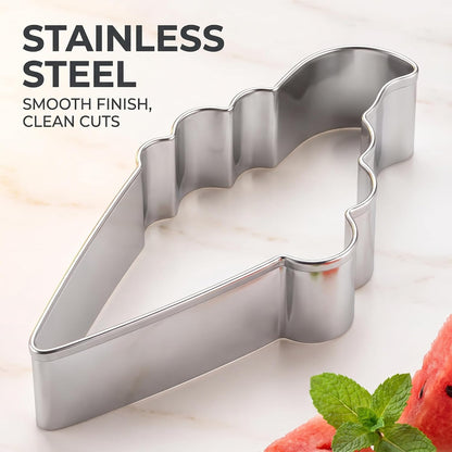 Silver Fruit Watermelon Cutting Molds,Creative Kitchen Gadgets, Stainless Steel Popsicle Cookie Cutter, Ice Cream Shape Watermelon Slicer,Watermelon Popsicle Mold, Melon Cutter Mould Melon Ballers