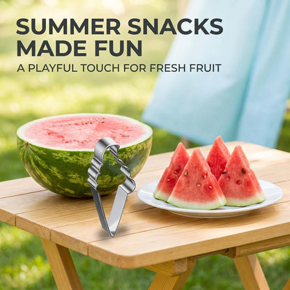 Silver Fruit Watermelon Cutting Molds,Creative Kitchen Gadgets, Stainless Steel Popsicle Cookie Cutter, Ice Cream Shape Watermelon Slicer,Watermelon Popsicle Mold, Melon Cutter Mould Melon Ballers