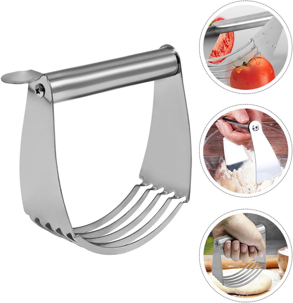 Stainless Steel Dough Blender with Handle, Portable Kitchen Pastry Mixer and Flour Cutter for Baking, Household Dough Cutter Tool for Pie, Cake, and Pasta Preparation