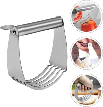 Stainless Steel Dough Blender with Handle, Portable Kitchen Pastry Mixer and Flour Cutter for Baking, Household Dough Cutter Tool for Pie, Cake, and Pasta Preparation
