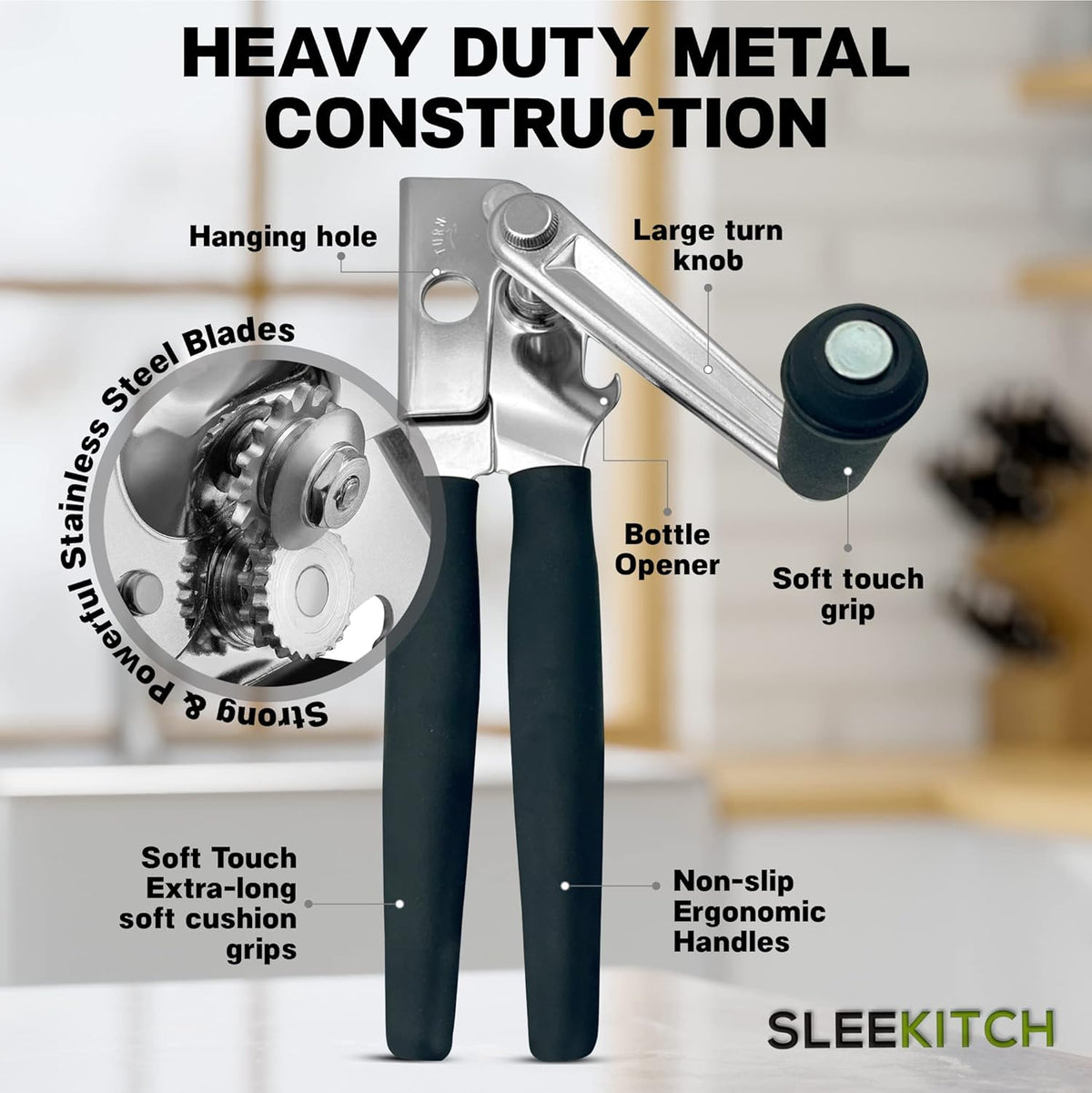 Commercial Heavy Duty Manual Can Opener with Hand Crank