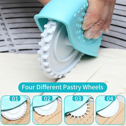 Pastry Cutter Wheels, 4PCS Plastic Home Cake Biscuits Roller Pastry Cutter Wheel Dough Lattice Decorative Kitchen DIY Baking Tool