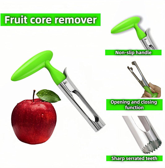 Premium Stainless Steel Apple Corer, Green | Easy Use & Dishwasher Safe, Multi-Fruit Core Remover, Ergonomic Handle for Apples, Pears, Tomatoes & Cupcakes