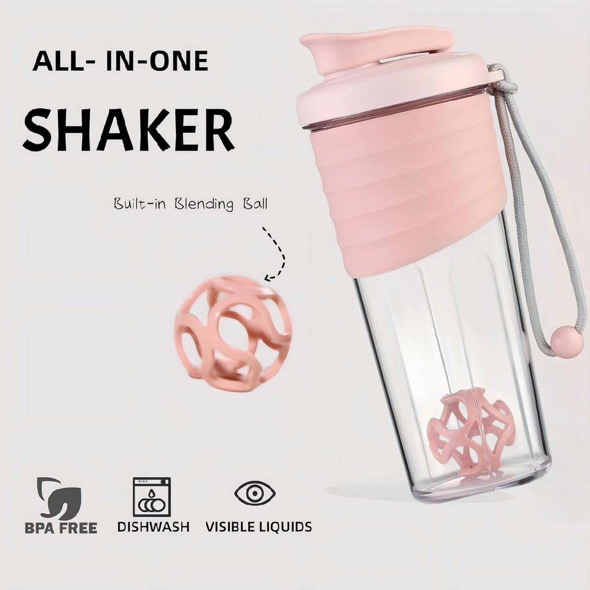 Protein Shaker Bottle,Sports Blender Bottles for Protein Mixes with Whisk Ball,Mixer Bottle,Portable Pre Workout Whey Protein Drink Shaker Cup，Midnight Blue