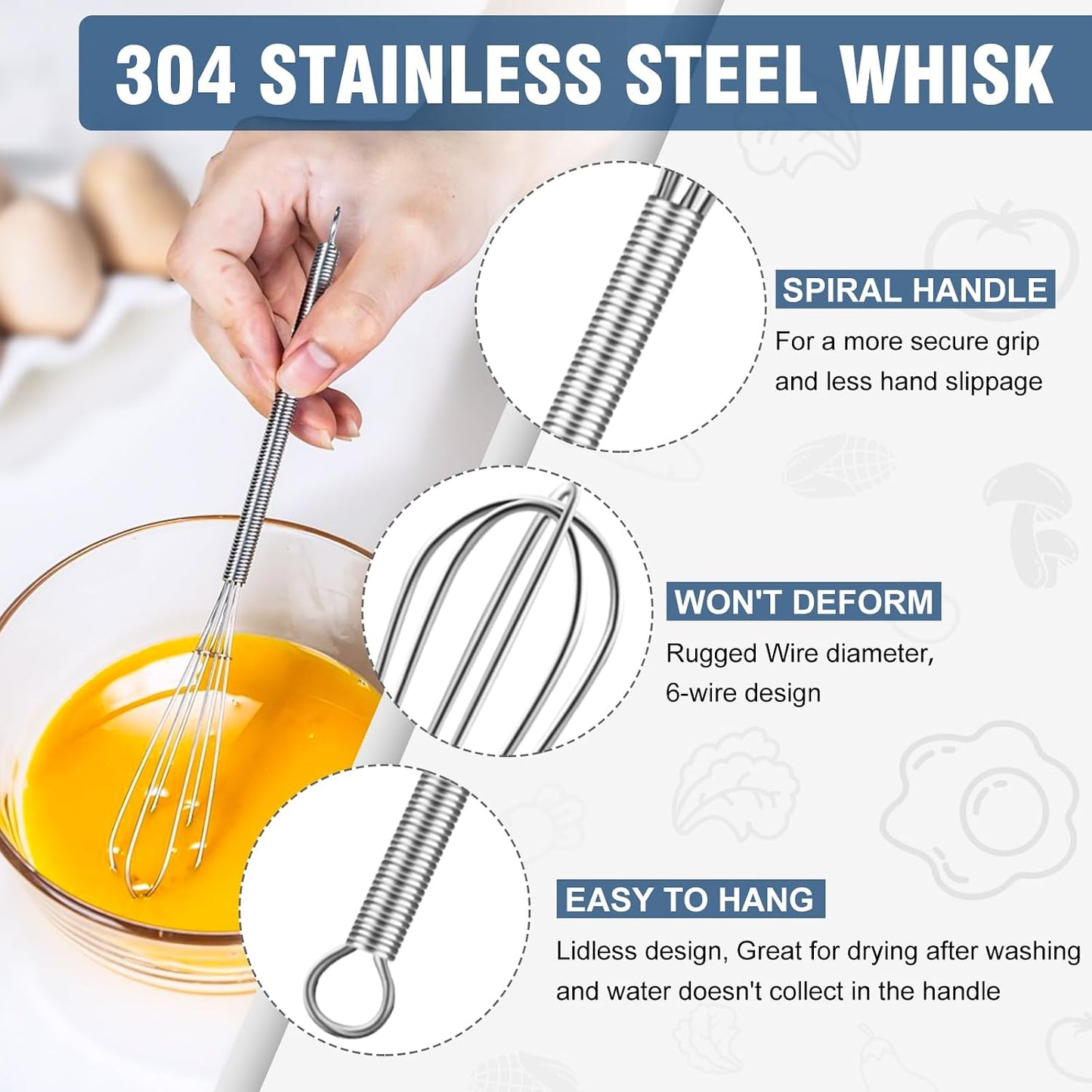 Whisk,7+9+11in Silicone whisk, BPA free Whisks for Cooking Non Scratch. Heat Resistant(480°F) Wisk. Perfect for Blending, Mixing, Beating etc.Dishwasher Safe.Set of 3 (Colorful)