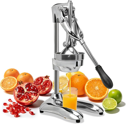 Manual Juicer, Heavy Duty Stainless Steel Hand Juicer Press, Lemon Squeezer for Pomegranates, Orange, Lime