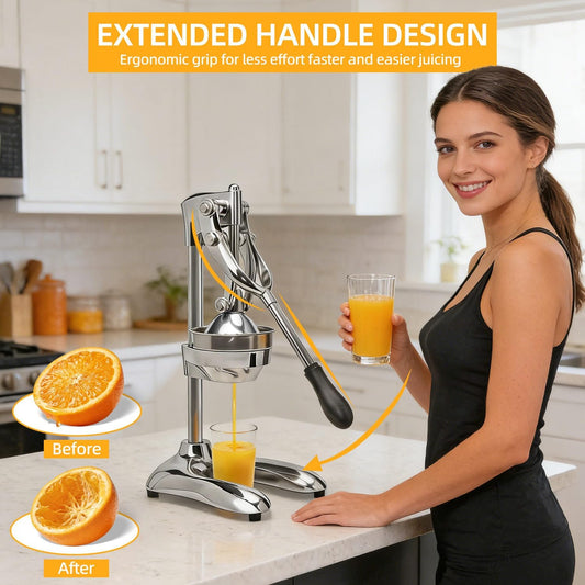 Manual Juicer, Heavy Duty Stainless Steel Hand Juicer Press, Lemon Squeezer for Pomegranates, Orange, Lime