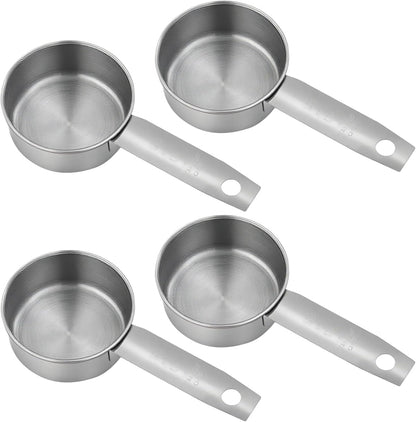 4 Pcs 1/4 Cup Scoop, Stainless Steel 2 oz Measuring Cup