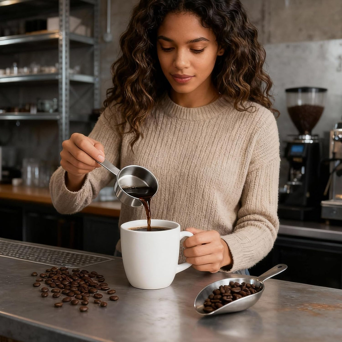 4 Pcs 1/4 Cup Scoop, Stainless Steel 2 oz Measuring Cup