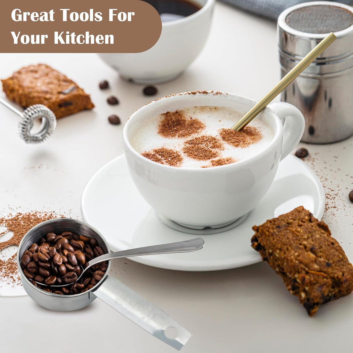 4 Pcs 1/4 Cup Scoop, Stainless Steel 2 oz Measuring Cup