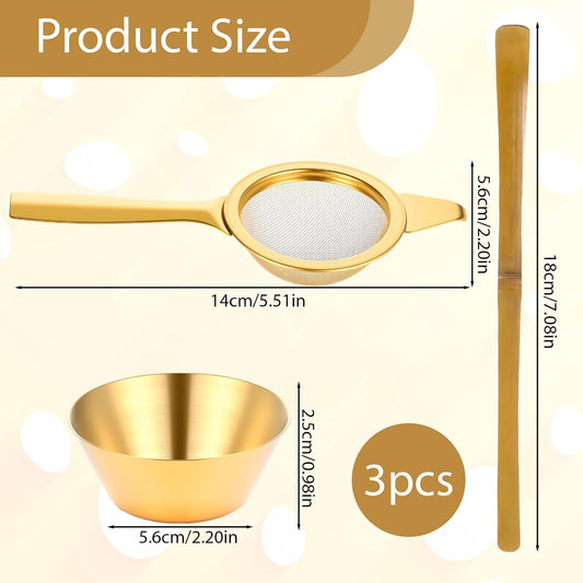 2.2" Mini Tea Sifter, 30 Fine Mesh Strainer Stainless Steel Small Sifters Loose Leaf Matcha Sifter with Handle and Base for Loose Tea Coffee Cocktail