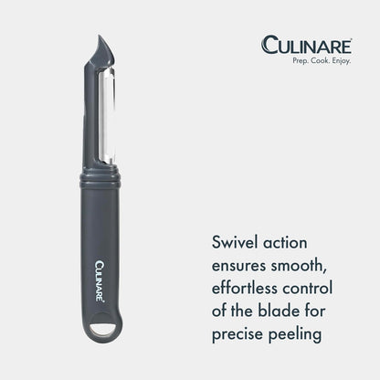 Swivel Peeler, Grey, Plastic/Stainless Steel, Manual Potato/Vegetable/Fruit Peeler, Moves Over Contours for Fast Peeling, Dishwasher Safe