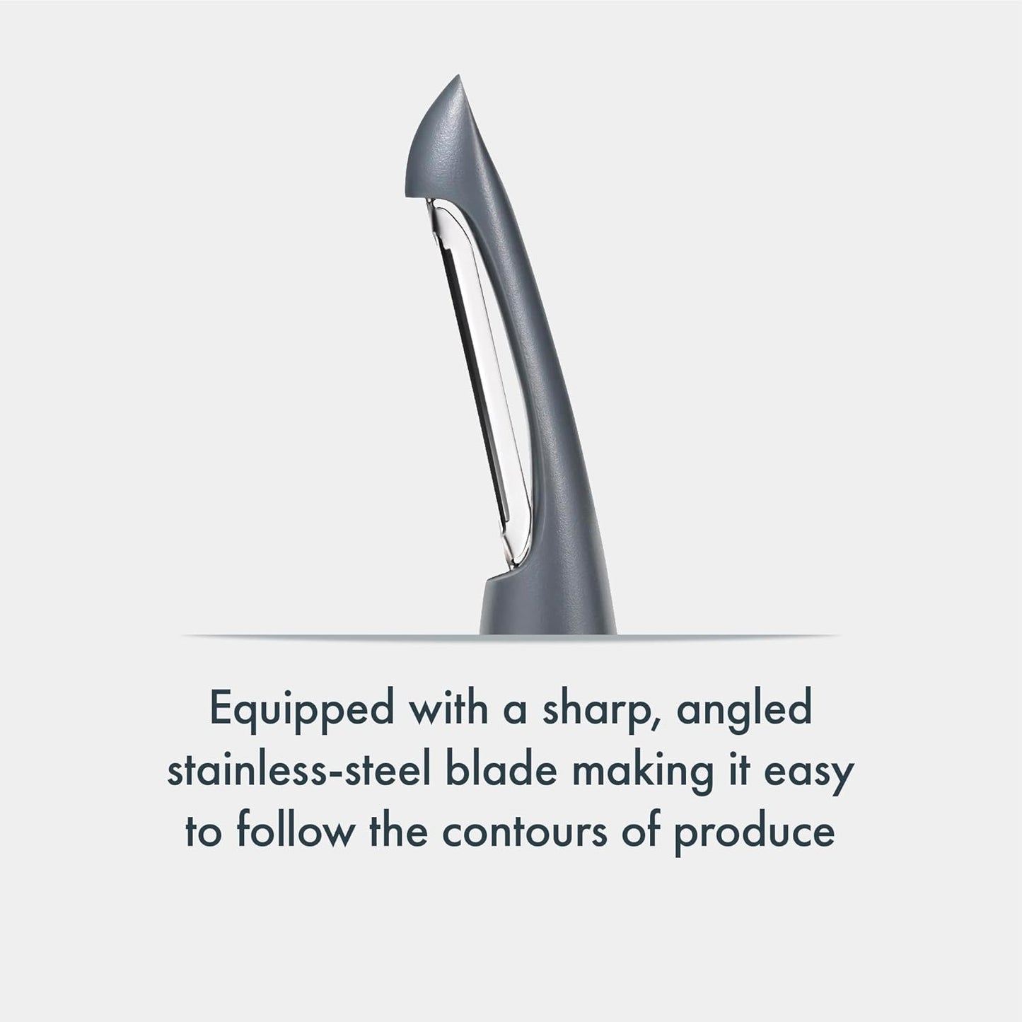 Swivel Peeler, Grey, Plastic/Stainless Steel, Manual Potato/Vegetable/Fruit Peeler, Moves Over Contours for Fast Peeling, Dishwasher Safe