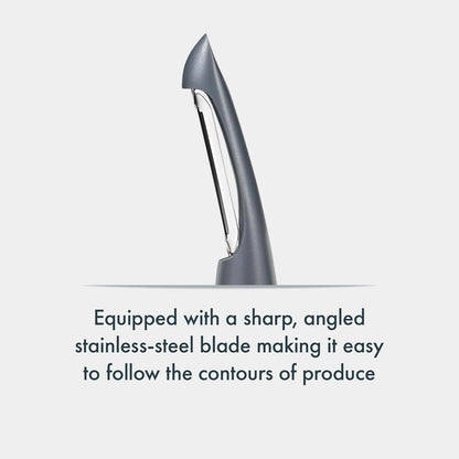 Swivel Peeler, Grey, Plastic/Stainless Steel, Manual Potato/Vegetable/Fruit Peeler, Moves Over Contours for Fast Peeling, Dishwasher Safe