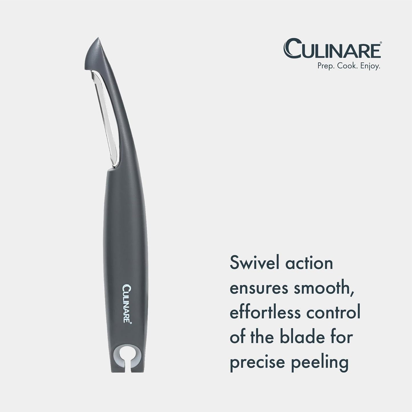 Swivel Peeler, Grey, Plastic/Stainless Steel, Manual Potato/Vegetable/Fruit Peeler, Moves Over Contours for Fast Peeling, Dishwasher Safe