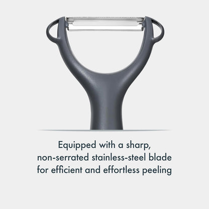 Swivel Peeler, Grey, Plastic/Stainless Steel, Manual Potato/Vegetable/Fruit Peeler, Moves Over Contours for Fast Peeling, Dishwasher Safe