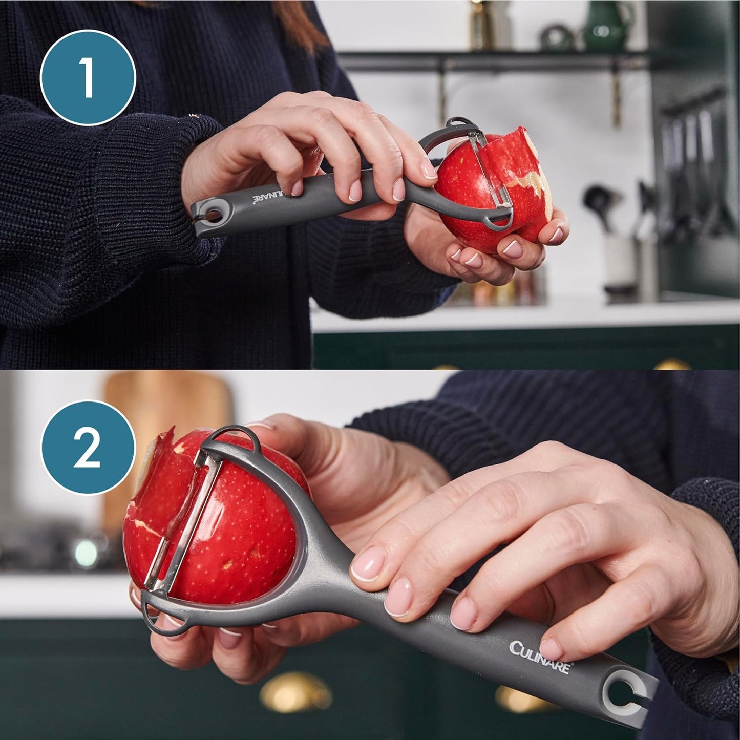 Swivel Peeler, Grey, Plastic/Stainless Steel, Manual Potato/Vegetable/Fruit Peeler, Moves Over Contours for Fast Peeling, Dishwasher Safe
