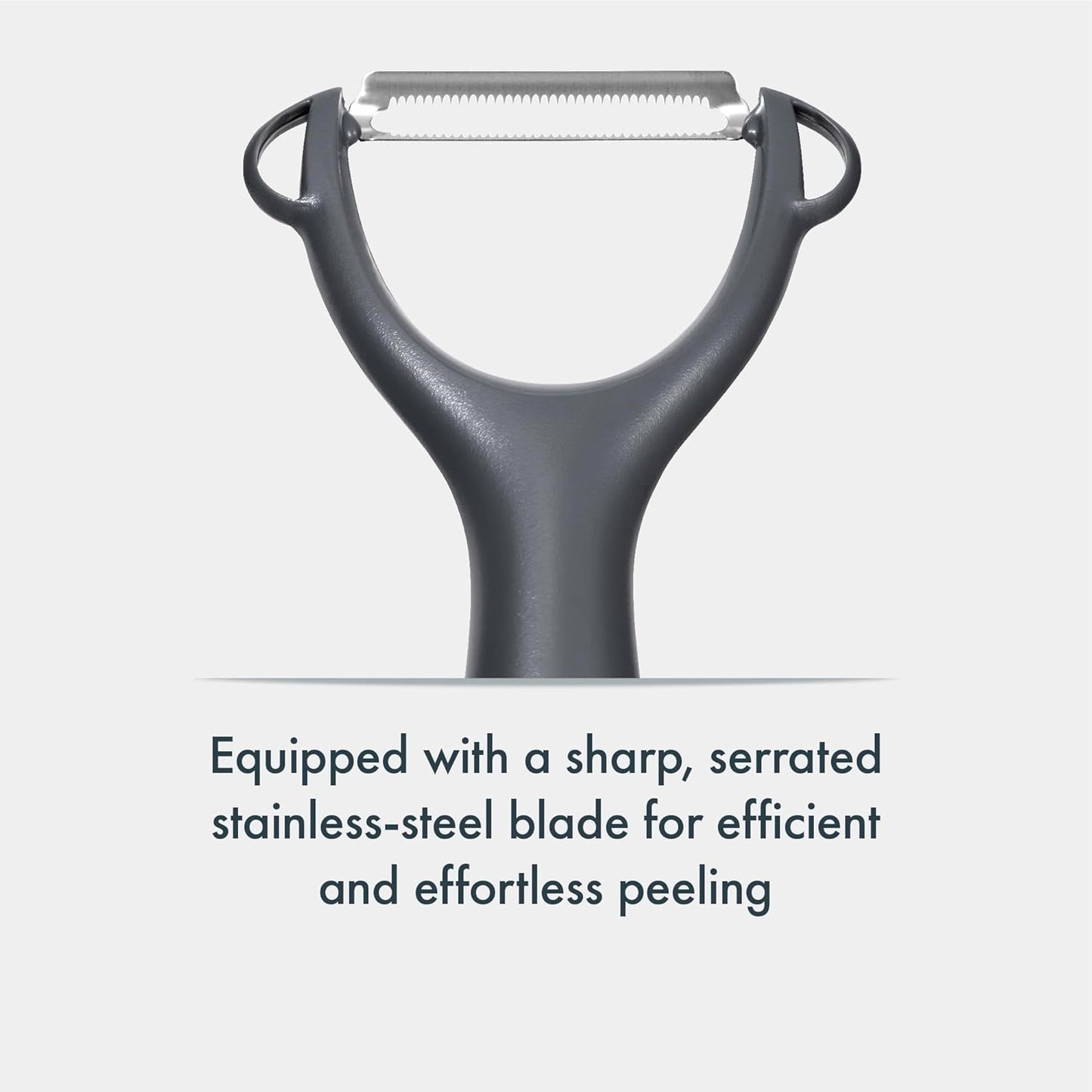 Swivel Peeler, Grey, Plastic/Stainless Steel, Manual Potato/Vegetable/Fruit Peeler, Moves Over Contours for Fast Peeling, Dishwasher Safe