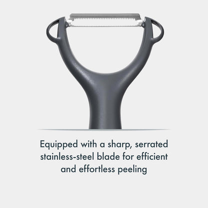 Swivel Peeler, Grey, Plastic/Stainless Steel, Manual Potato/Vegetable/Fruit Peeler, Moves Over Contours for Fast Peeling, Dishwasher Safe