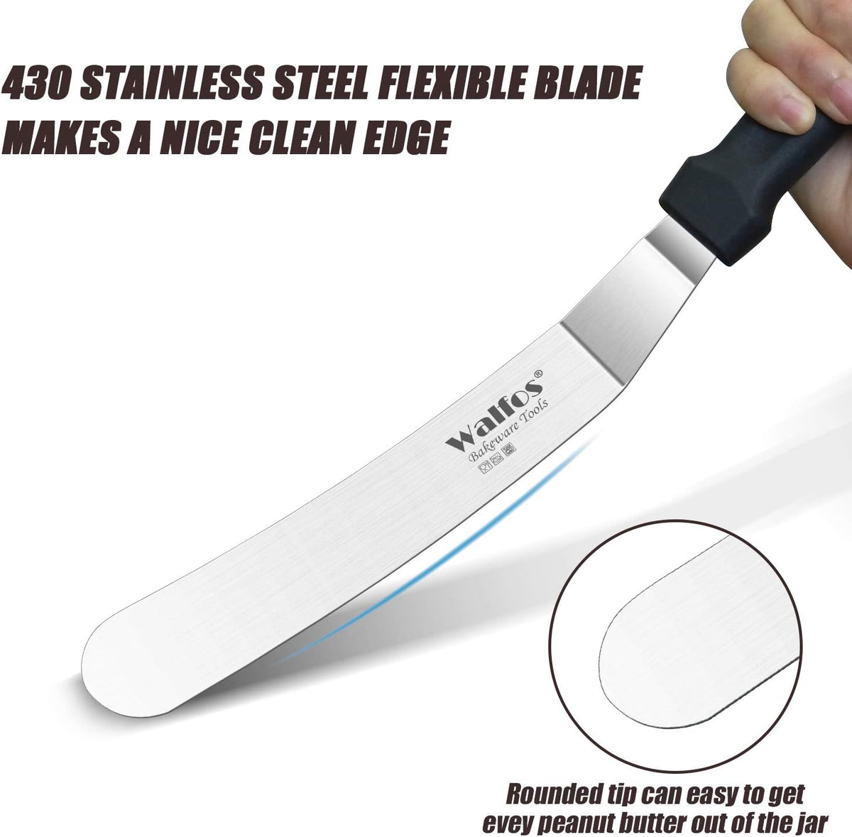 Icing Spatulas, Stainless Steel Cake Spatula with Sturdy and Durable Handle Cake Decorating Spatula Set of 2 - Multi purpose Use for Home, Kitchen or Bakery (6” & 8”)