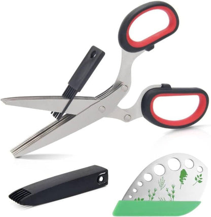 Luxiv Herb Scissors And Stripper Set, 5-Blade Stainless Steel Kitchen Tools | 2in1 Tools 5-Blade Herb Scissors, 9-Hole Stripper, Food-grade Material For Cutting Herb, Kale, Basil And Rosemary, Easy Clean