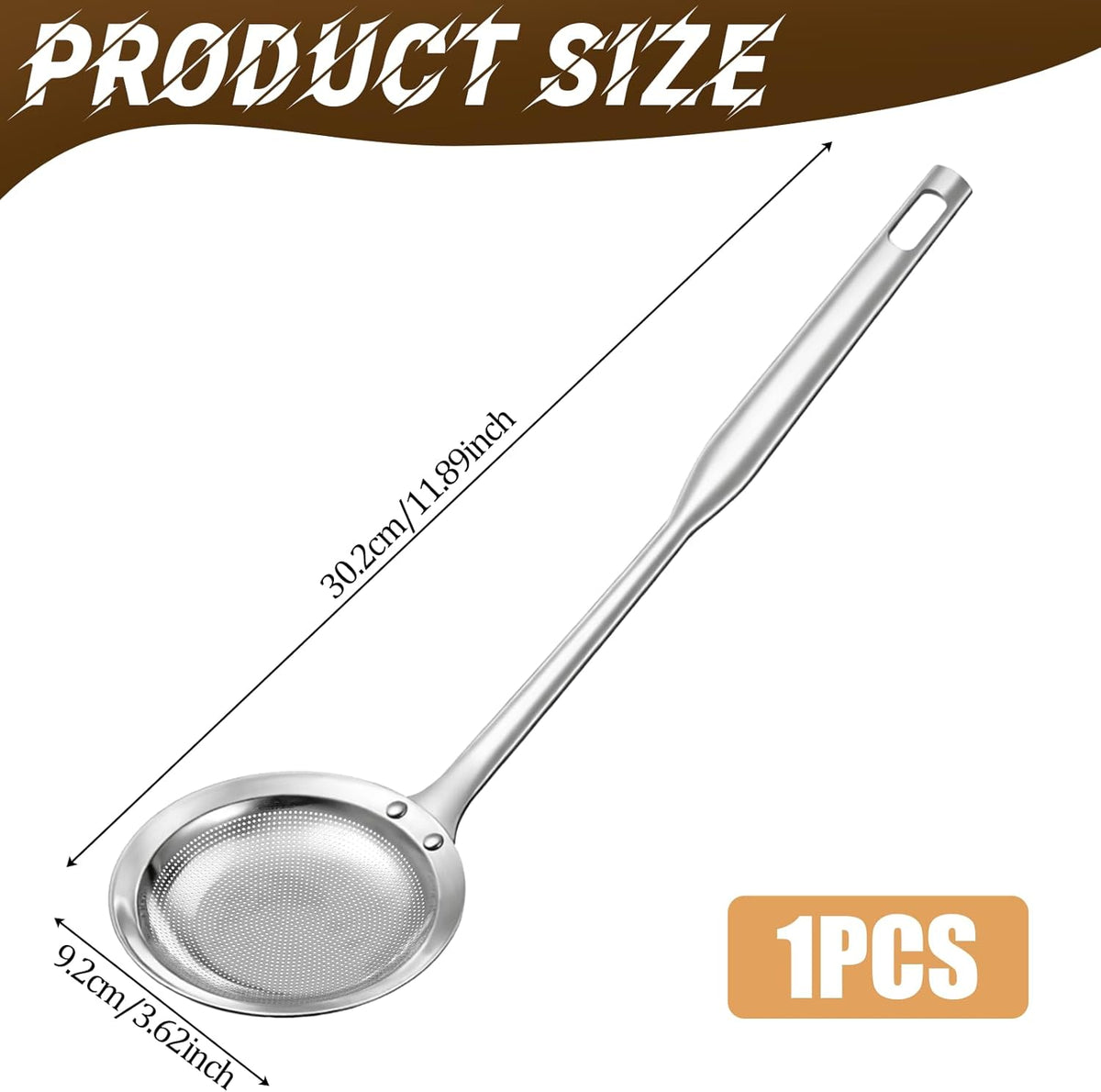 Hot Pot Fat Skimmer Spoon Extra Fine Strainer With Handle Fine Mesh Stainless Steel Colander Broth Foam Filter Ladle Food Strainer Kitchen Gadget for Skimming Grease Baking Oil Flour Sifter