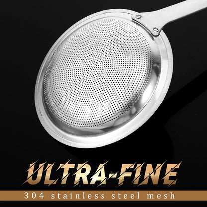 Hot Pot Fat Skimmer Spoon Extra Fine Strainer With Handle Fine Mesh Stainless Steel Colander Broth Foam Filter Ladle Food Strainer Kitchen Gadget for Skimming Grease Baking Oil Flour Sifter