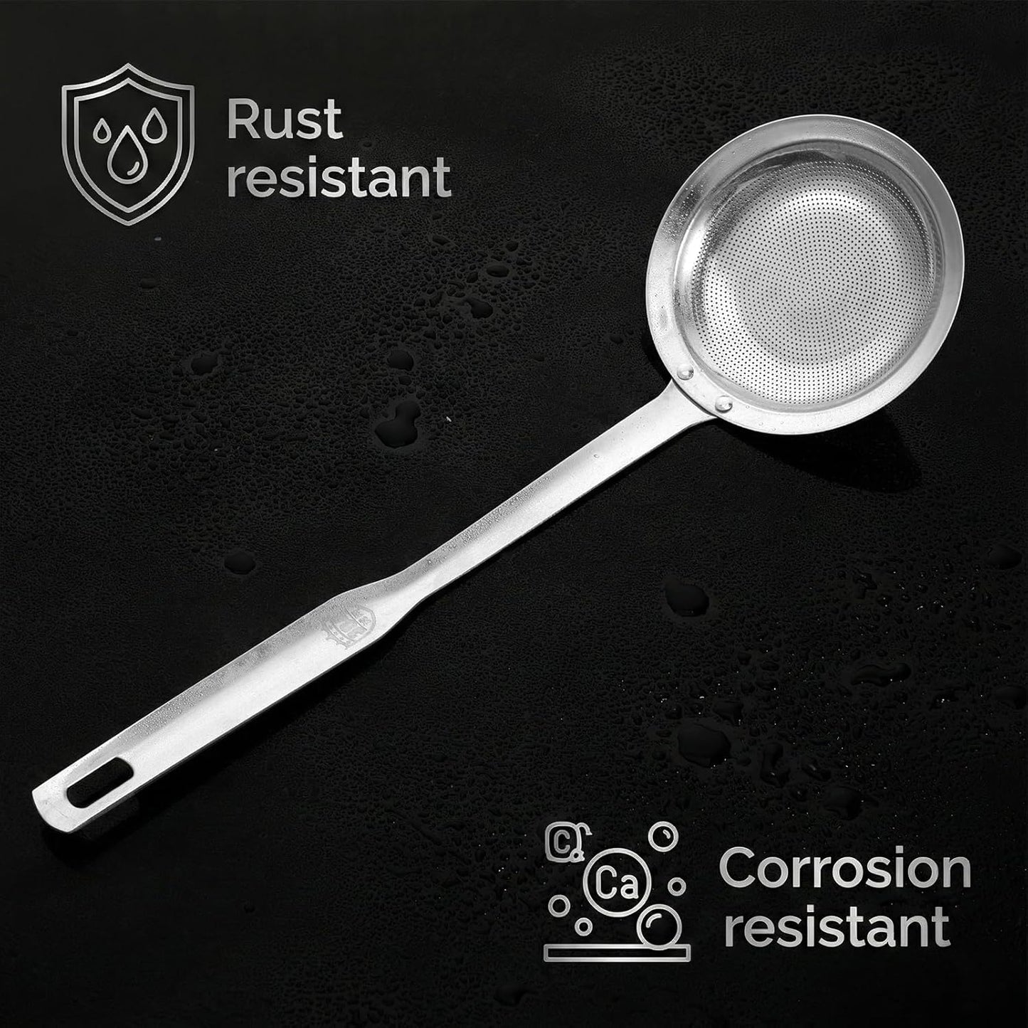 Hot Pot Fat Skimmer Spoon Extra Fine Strainer With Handle Fine Mesh Stainless Steel Colander Broth Foam Filter Ladle Food Strainer Kitchen Gadget for Skimming Grease Baking Oil Flour Sifter
