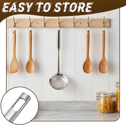 Hot Pot Fat Skimmer Spoon Extra Fine Strainer With Handle Fine Mesh Stainless Steel Colander Broth Foam Filter Ladle Food Strainer Kitchen Gadget for Skimming Grease Baking Oil Flour Sifter